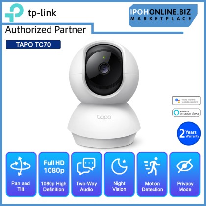 TP-LINK TAPO TC70 PAN TILT 1080P  Home Security WI-FI IP Camera Smart Night Vision With Built-In Microphone & Speaker